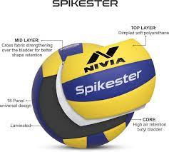 NIVIA Spikester (Encounter) Volleyball - Size: 4  (Standard, Pack of 1, Blue, Yellow)